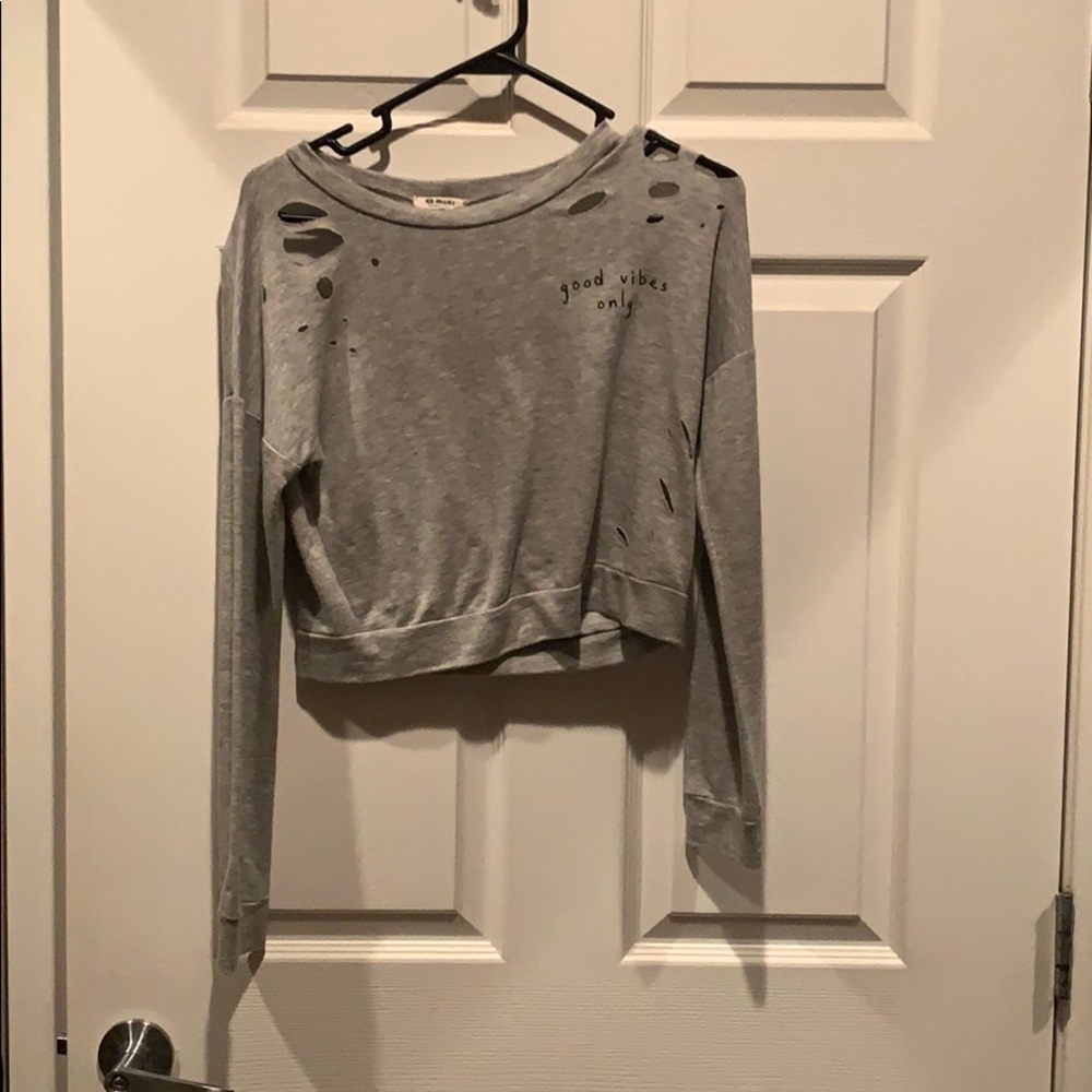 Grey Long sleeve Crop Top